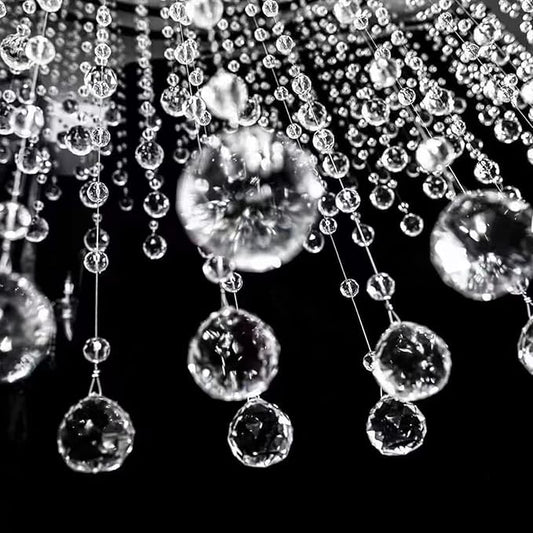Clear Crystal Beads Strands Glass Beads String Hanging Decor for Wedding Arch Centerpieces Curtain Chandelier Ornaments Door Ceiling Beaded Drapes Decoration Accessories(2 Feet 5pcs)
