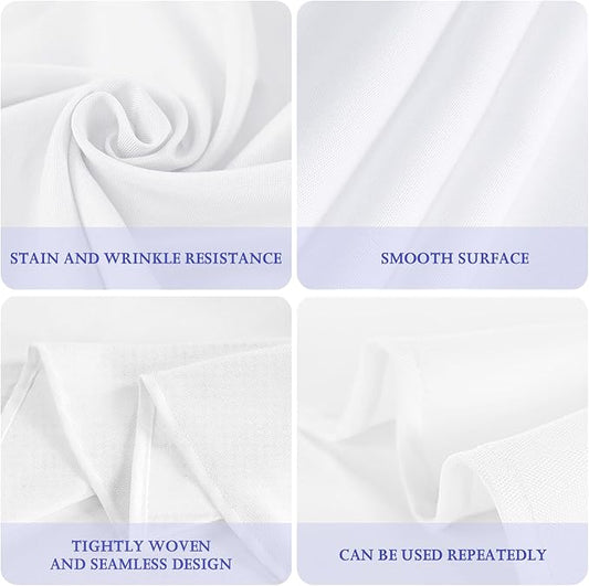 6 Pack White 90 Inch Round Tablecloths. Stain and Winkle Resistant Polyester Washable White Table Cloths for Parties Wedding Dining