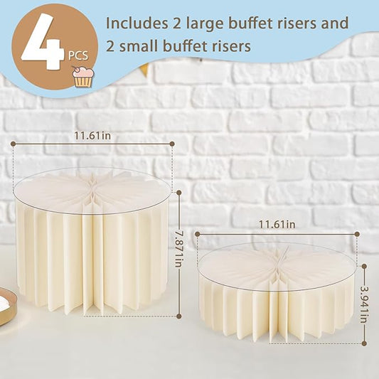 4 Pcs Buffet Risers, Food Risers for Buffet Table, White Food Display Risers for Party Buffet Risers and Stands for Show Catering Desserts, Food, Jewelry (4 Pcs)