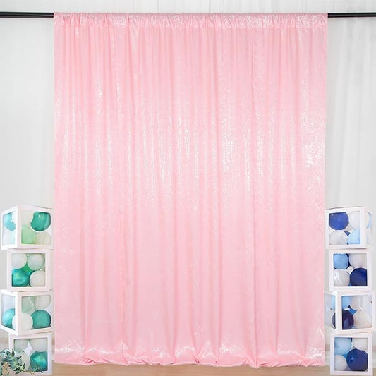 ShinyBeauty Pink Sequin Photo Backdrop 4FTx8FT - Glitter Fabric Wedding Photography Background, Shimmer Birthday Party Decor, Curtain Drapes for Events, Stage, Studio