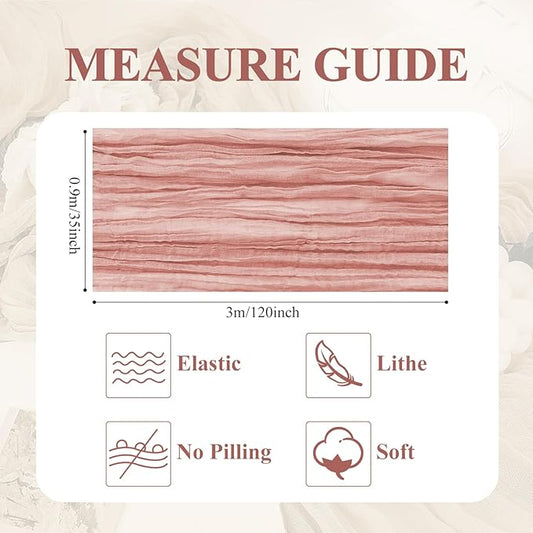 Asee'm Cheesecloth Table Runner 120 Inches Dark Rose Boho Gauze Cheese Cloth Runner 10FT Rustic Sheer Fall Table Runners for Thanksgiving Wedding Baby Shower Holiday Party Decoration