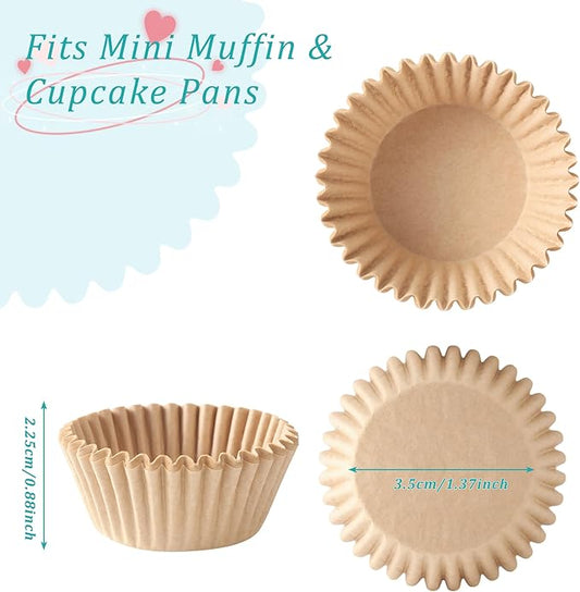 1.4 inch 1000-Count Mini Cupcake Liners Bright Colorful Muffin Baking Cups, Odorless,Baking Paper Cups for Baking Candy Cooking,Upgraded & Food Grade Grease-Proof Paper(Brown, 1.4 Inch)