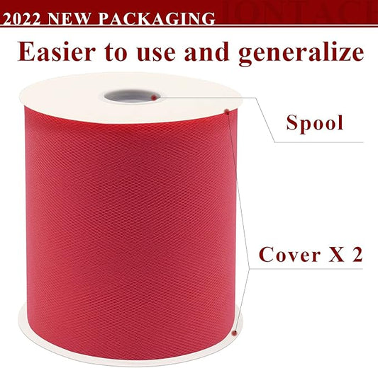Coral Tulle Fabric Rolls 6 Inch by 200 Yards (600 feet) Fabric Spool Tulle Ribbon for DIY Coral Tutu Bow Baby Shower Birthday Party Wedding Decorations Craft Supplies