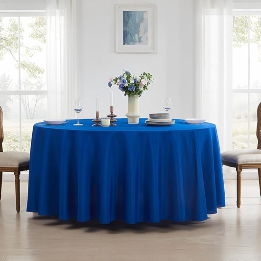 Round Tablecloth 120 Inch 6 Pack Royal Blue Tablecloths Washable Decorative Linen Polyester Table Clothes Cover for Dining Table Banquets Buffet Parties and Wedding