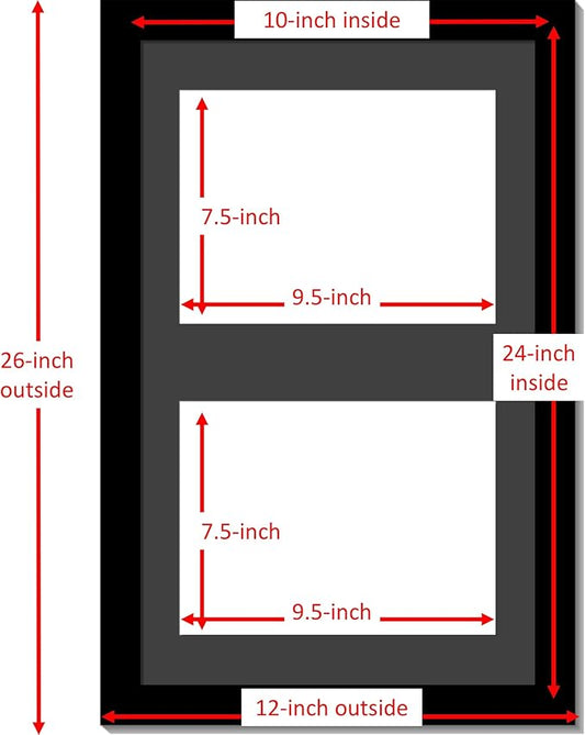 Creative Picture Frames 14X20Bk-B Black Vertical Double Diploma Frame With 2 Opening Black Matting | Holds 2-8X10-Inch Documents With Installed Wall Hanger