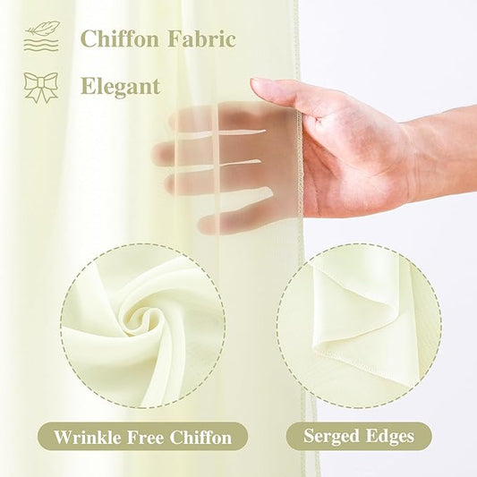 PARTISKY Wedding Arch Draping Fabric, Ivory Sheer Backdrop Curtain Chiffon Fabric Drapery for Ceremony Reception Party Ceiling Backdrop (Ivory Drapes Curtain, (1 Panel) 6 Yards/18ft)
