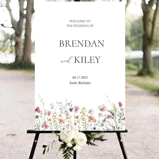 Spring Wildflower Wedding Welcome Signs, Welcome Sign Wedding, Customized Wedding Welcome Sign, Custom Wedding Welcome Sign