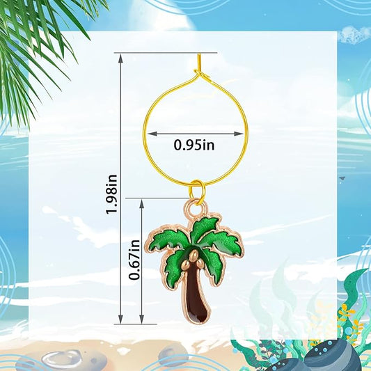 SANNIX 24pcs Wine Glass Charms - Identifier Tags for Stem Glasses - Funny Charms for Summer Christmas Wine Tasting Party Decorations