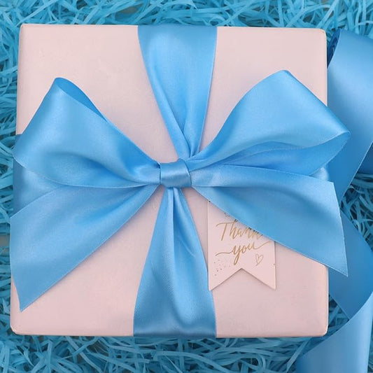 Light Blue Solid Satin Ribbon 2 Inch 25 Yards Solid Polyester Fabric Ribbon for Gift Wrapping Wedding Christmas Baby Shower Birthday Party Decoration Handmade Immortal Flower Craft