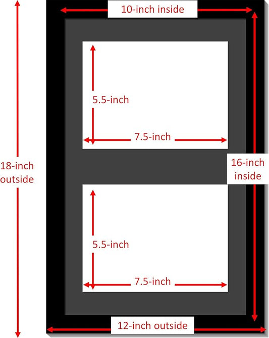 Creative Picture Frames 10X16Bk-B Black Vertical Double Diploma Frame With 2 Opening Black Matting | Holds 2-6X8-Inch Documents With Installed Wall Hanger