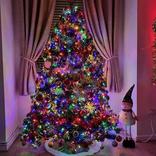 YEGUO 66ft 200 LED Christmas Light Outdoor Waterproof, 8 Modes String Lights Multicolor, Green Wire Twinkle Tree Light Plug in with Timer Memory