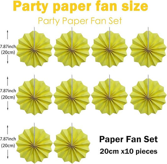 Yellow Party Decorations,Paper Decorations for Party,Lemon Decorations Party Paper Fans Bulk 8in,Anniversary Decorations for Part 30 Color DIY Set (Lemon Yellow)