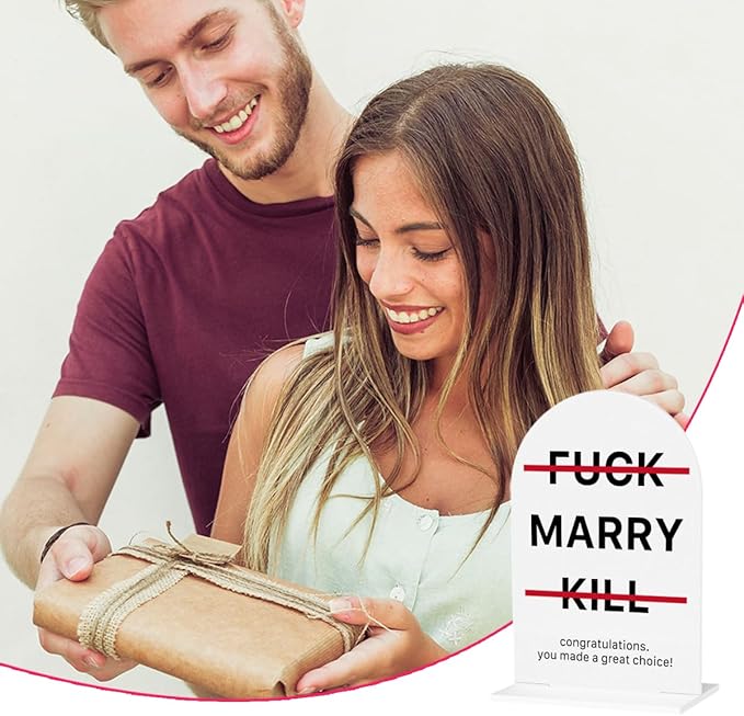 Funny Wedding Gifts for Newlyweds Couples Bridal Shower Gifts for Bride and Groom Bride to be Gift Marriage Engagement Gift Clear Acrylic Desk Decor Sign for Home Office 7 x 5 Inches