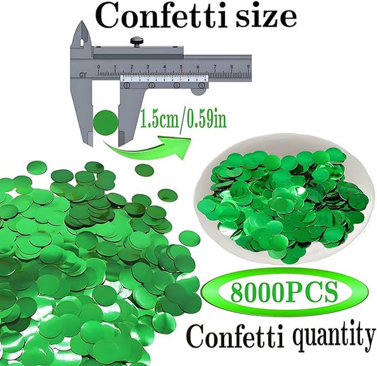 Green Round Foil Confetti Beautiful Metallic Table Confetti Glitter for Fill Balloons, St. Patrick's Day ,Wedding,Birthday, Party,Festival Decoration(8000PCS)