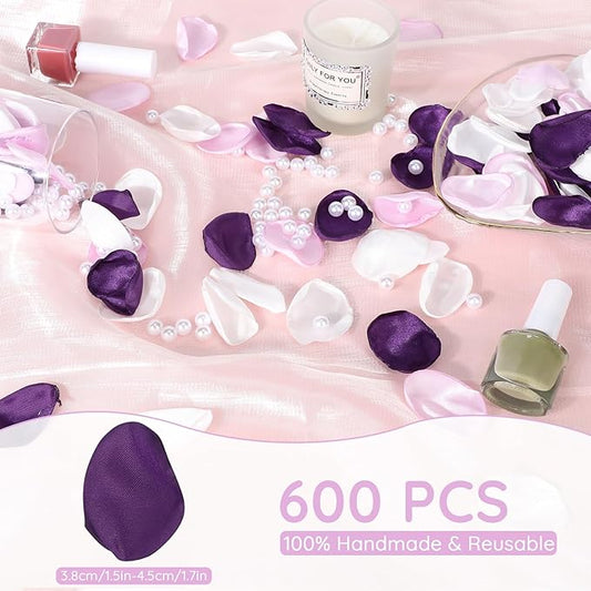 Suream Purple Silk Flower Petals for Wedding, 600 Pcs Flower Girl Petals for Decoration, Silk Rose Petals for Bridal Shower Wedding Aisle Table Centerpieces Reception Tables Romantic Night Decoration