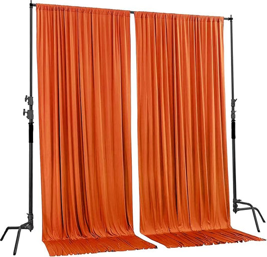 AK TRADING CO. 10 feet Wide x 12 feet Long Polyester Backdrop Drapes Curtains Panels with Rod Pockets - Wedding Ceremony Party Home Window Decorations - (Orange)