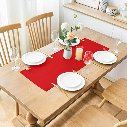 2 Pack Red Small Short Table Runner 12 x 24 Inch Solid Color Runners Coffee Table Dresser for Daily Party Home Decoration