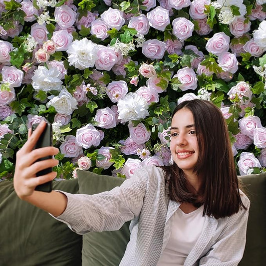 Artificial Luxury Flower Wall Panels, Gorgeous 3D Silk Floral Backdrop for Wedding, Baby Show, Party and Home Decor, Quick Assembly/Storage, Eco & Pet Friendly, 2 pcs, Each Panel 2 * 8 ft.