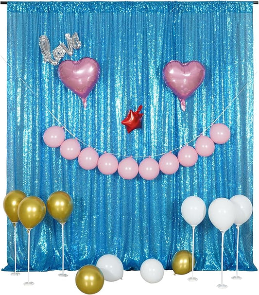 Poise3EHome 8FT x 10FT Sequin Photography Backdrop Curtain for Party Decoration, Turquoise