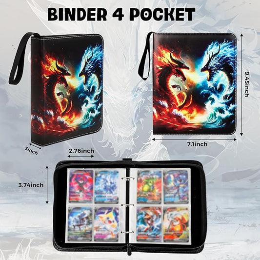 Premium Exo-Tec 4-Pocket Trading Card Binder - 400 Side Loading Pockets for TCG, Board Games & Collectibles - Durable Water-Resistant Card Album with Secure Zip Closure
