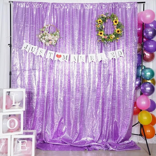Poise3EHome 7Ft x 7Ft Lavender Sequin Backdrop, Glitter Thick Satin Sequin Background Drapes, Sequence Xmas Thanksgiving Backdrop for Wedding Party Holiday Festival Decor