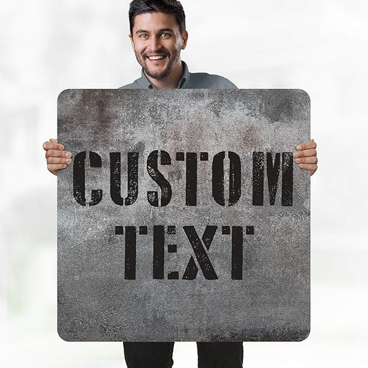 Custom Sign, Custom Street Sign, 11 Font Colors, 13 Font Styles, 4 Hole Options, 22 Sizes, 30x30 Inches, Rust Free DiBound, Fade Resistant, Made in USA by My Sign Center (Grunge Metal)