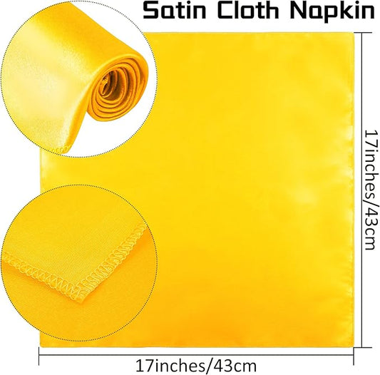ANECO 12 Pieces Satin Napkins Soft Dinner Napkins Square Table Napkins 17 x 17 Inches for Restaurant Weddings Party Dinner Decoration (Pastel Yellow)