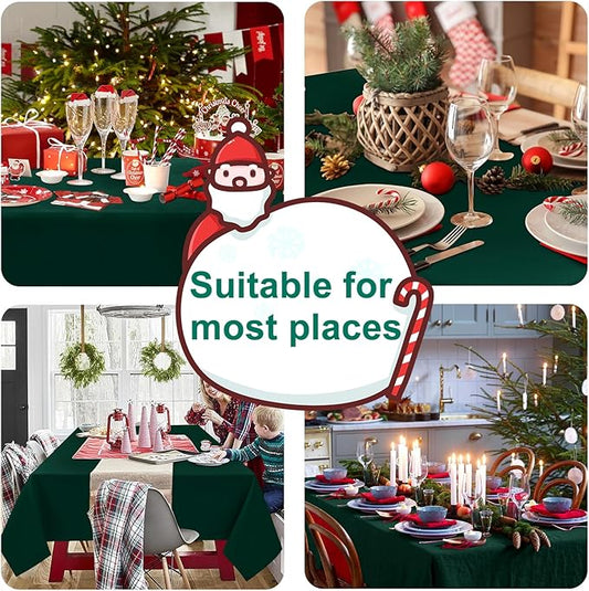 Hiasan Waterproof Tablecloth Rectangle - Washable Fabric Table Cloth for Dining Room Kitchen Birthday Party and Outdoor Use, Hunter Green, 70 x 120 Inch