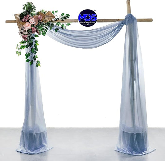 MDS Halloween Chiffon Draping Fabric - 1 Panel, 30" Wide x 40ft Long - Sheer Spooky Arbor & Canopy Drapery for Haunted House Backdrops, Party Ceilings, DIY Costumes & Themed Events - Dusty Blue