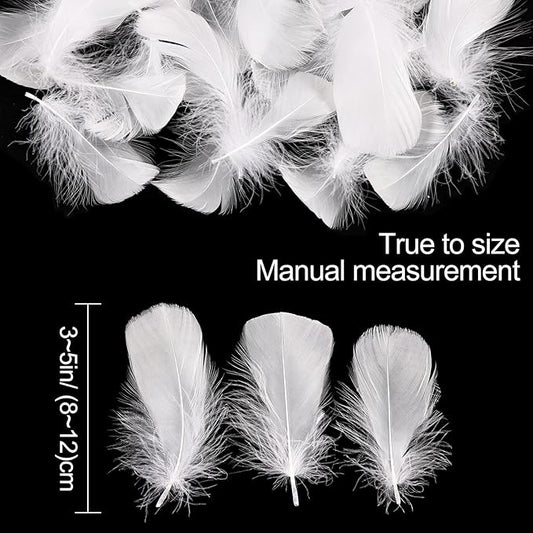 THARAHT 360pcs White Feathers 3-5 inch Craft Feathers Assorted Rainbow Colors Feathers for Kids for DIY Handmade Wedding Home Party Decorations Natural Feather
