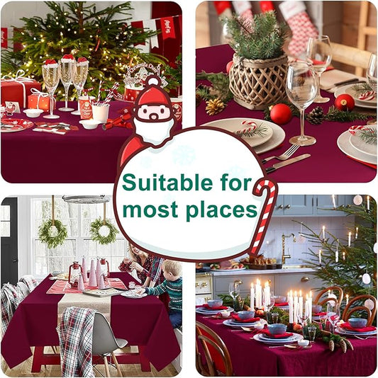 Hiasan Burgundy Rectangle Tablecloth - Waterproof and Spillproof Washable Fabric Table Cloth for Dining Room Kitchen Party and Outdoor, 70 x 90 Inch