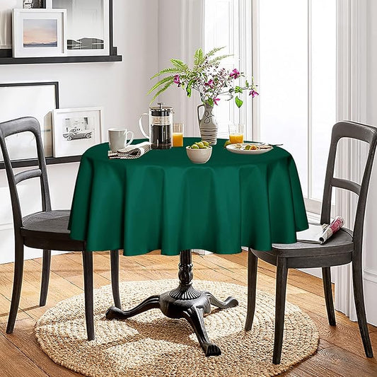 Fitable Green Round Tablecloth 60 inch, Stain and Wrinkle Resistant Washable Polyester Table Cloth for Dining Buffet Parties and Camping