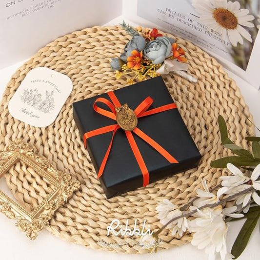 Ribbli Torrid Orange Satin Ribbon Double Faced Satin 1/4 Inch x Continuous 100 Yards-Orange Ribbon for Gift Wrapping Crafts Wedding Decoration Bows Bouquet Floral Arrangement