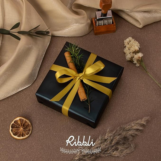 Ribbli Gold Satin Ribbon Double Faced Satin 1/2 Inch x Continuous 100 Yards-Gold Ribbon for Gift Wrapping Crafts Wedding Decoration Bows Bouquet Floral Arrangement