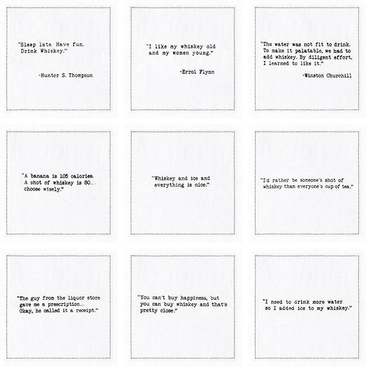 FIVE STAR NAPKINS Whiskey Quotes Cotton Cocktail Napkins, Beverage Napkin, Bar Party Small Napkins,Napkins for Events,Holidays,Weddings,Parties 4.5''x4.5''-Single Use(50x) Disposable