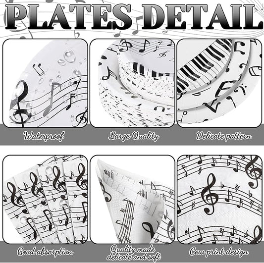 452 Pcs Music Themed Party Decorations for 50 Guests, Musical Notes Paper Plates Napkins Cups Tablecloth Cutlery Straws for Music Karaoke Birthday Wedding Baby Shower Party Supplies