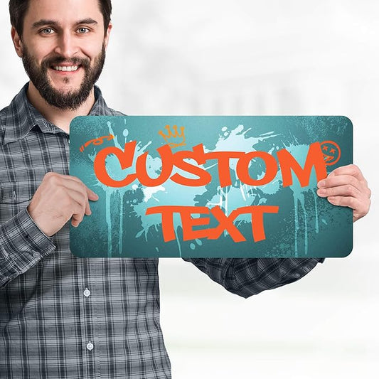 Custom Sign, Custom Street Sign, 11 Font Colors, 13 Font Styles, 4 Hole Options, 22 Sizes, 9x18 Inches, Rust Free DiBound, Fade Resistant, Made in USA by My Sign Center (Graffiti)