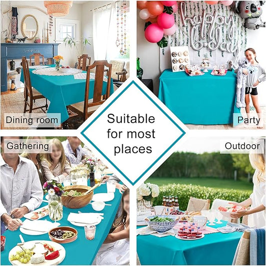 Hiasan Rectangle Tablecloth - Water Resistant and Spillproof Kitchen Washable Polyester Fabric Table Cloth for 6 Foot Tables, 70 x 108 Inch, Turquoise