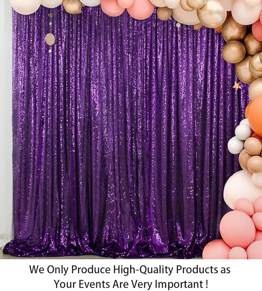 ShinyBeauty Sequin Backdrop 7FTx7FT Royal Purple Sequin Fabric Backdrop Drapes Sparkle Backdrop for Photoshoot Glitter Backdrop for Birthday Party Shimmer Backdrop Background