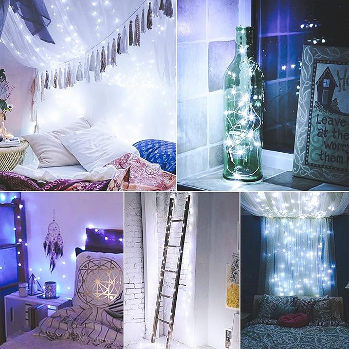 10 Pack 20 LED Wine Bottle Cork Lights Mini Fairy String Lights Copper Wire, Battery Operated Starry Lights for DIY, Festival, Wedding, Party, Indoor, Outdoor Decoration (Cool White)