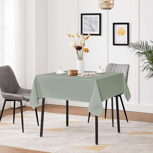 sancua Square Tablecloths 85x85 Inch, 2 Pack - Sage Green Fabric Table Cloth for Square or Round Tables, Washable Polyester Table Cover for Outdoor Party, Birthday, Buffet, Resturant