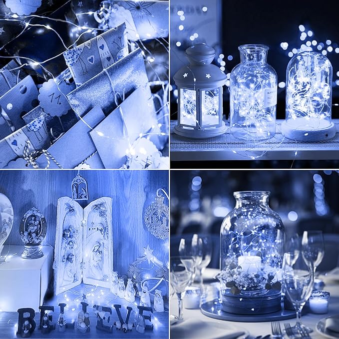 kolpop 30 Pack LED Fairy Lights Battery Operated, 7FT 20 LED Mini Twinkle String Lights Battery Powered Waterproof for Christmas Mason Jars Party (Cool White)
