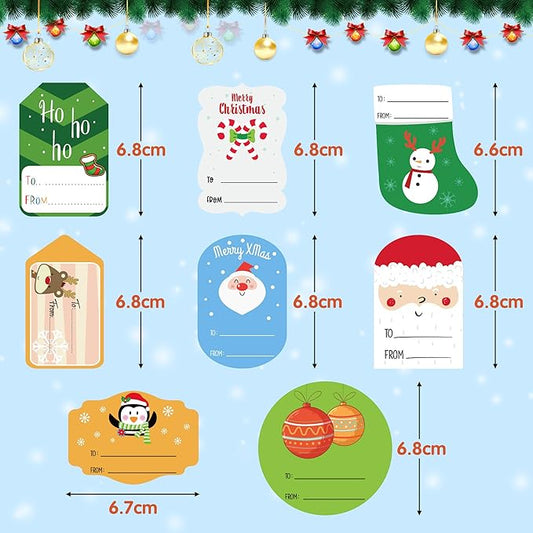 Christmas Gift Tags Self Adhesive Stickers - Christmas Stickers - Xmas Wrapping Paper Decorations Gift Tags for Presents to from Sticker 276Pcs