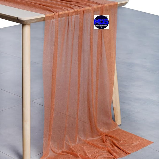 MDS 20 Pack 10ft Chiffon Table Runner 29 x 120 Inches Sheer Wedding Runner Romantic Rustic Table Runner for Wedding Decorations, Birthday Parties, Bridal Shower Party Arch Decor - Coral Peach