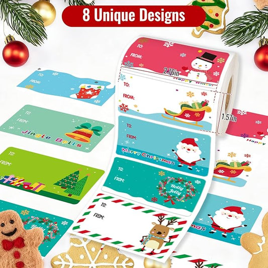 500 PCS Tags - Santa Claus Stickers, Self-Adhesive Cartoon Christmas Tags for Festival & Holiday Decor(New)