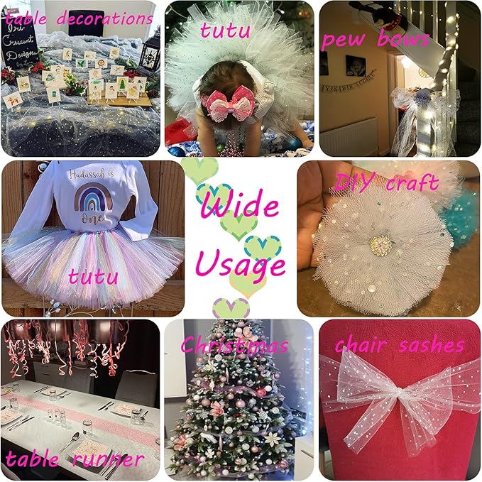 Glitter Tulle Rolls, 6' by 50 Yards (150FT) Sequin Tulle Netting Fabric for Tutu Skirts Sewing Birthday Wedding Party Decoration (Light Pink)