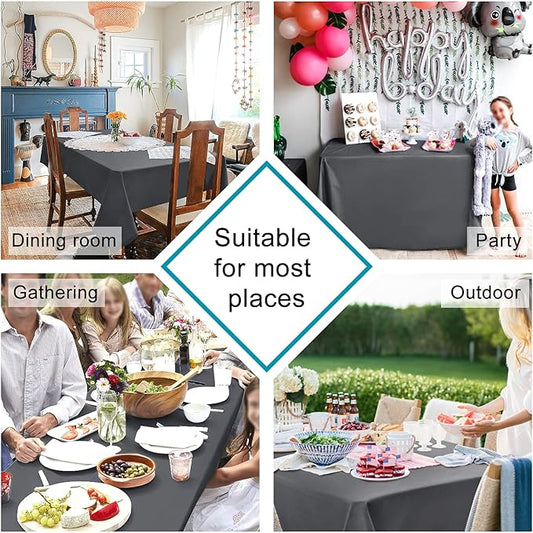 Hiasan Rectangle Tablecloth Grey - Wrinkle Resistant and Waterproof Washable Polyester Fabric Table Cloth for Dining Party and Outdoor Use, 60 x 140 Inch