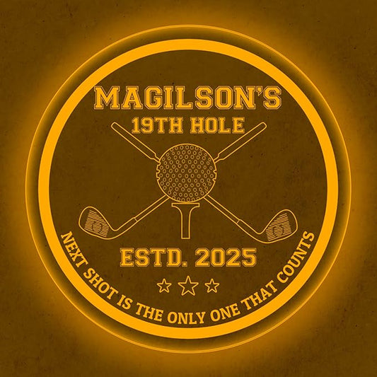 Custom Golf LED Bar Sign – Personalized Color Changing Acrylic Wall Decor for Home Bar, Man Cave, Game Room, or Patio (Golf Bar, 16 INCHES)