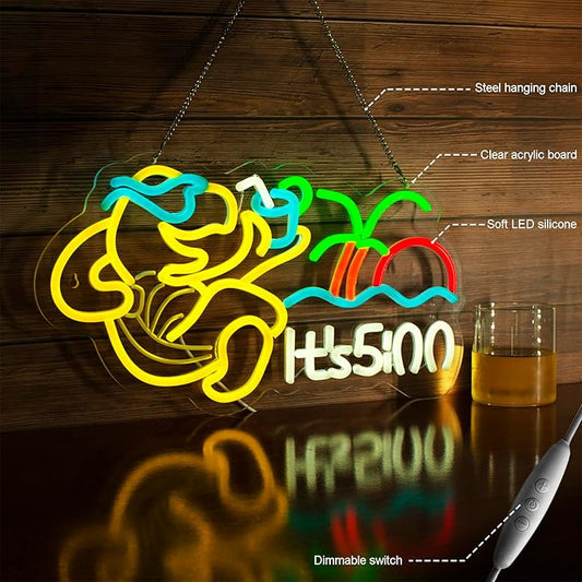 Turtle Its 5 00 O'clock Neon Signs for Wall Decor,Led Neon Light,Dimmable,USB Powered, Five Oclock for Home Bar Shop Beer LED Light Man Cave Garage Pub