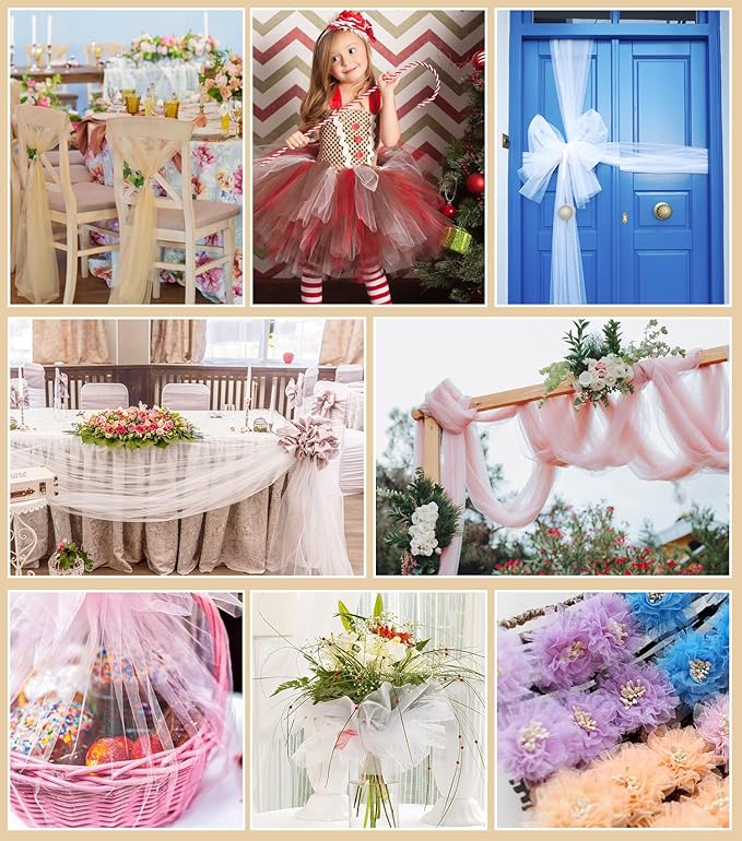 Blush Tulle Fabric Roll, 54" x 40 Yards (120FT) Tulle for Wedding Decoration DIY Tutu Party Backdrop Baby Shower Valentine's Day Table Skirts Gift Wrapping